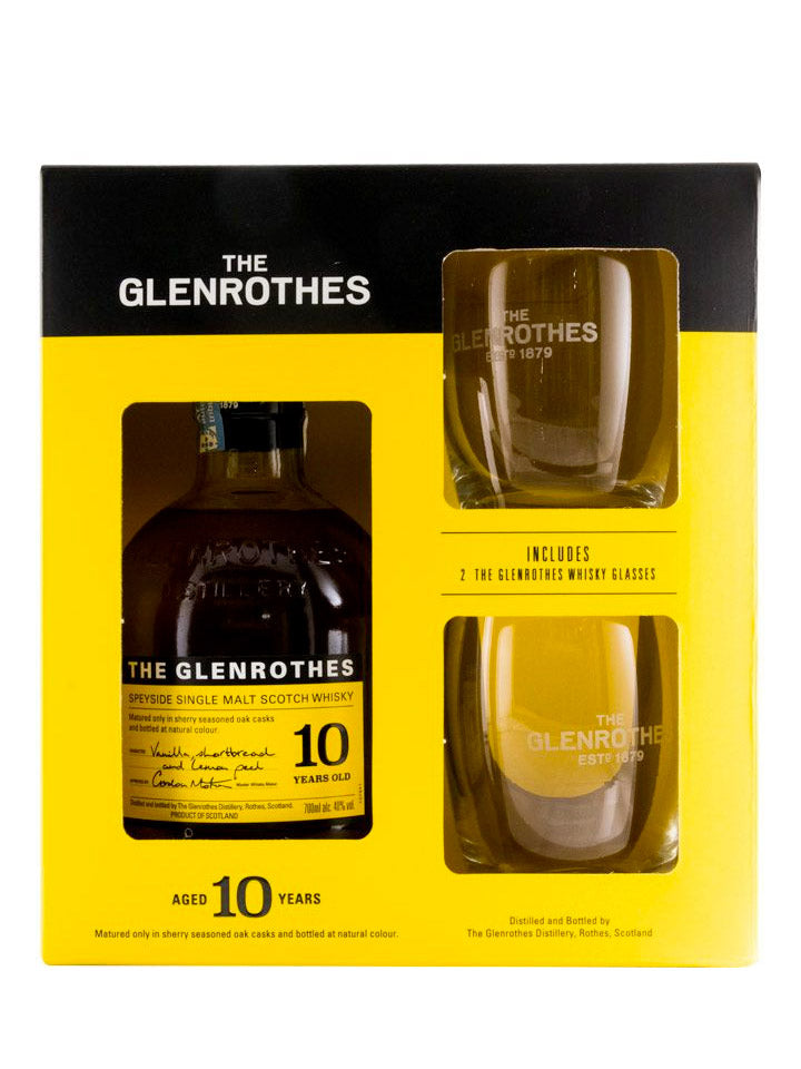 Glenrothes 10 Year Old + 2 Glasses Pack Single Malt Scotch Whisky 700mL