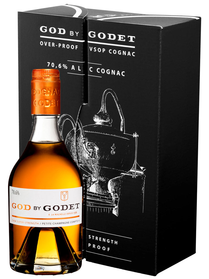 God By Godet Cask Super Strength VSOP Cognac + 2 Glasses Gift Set 350mL