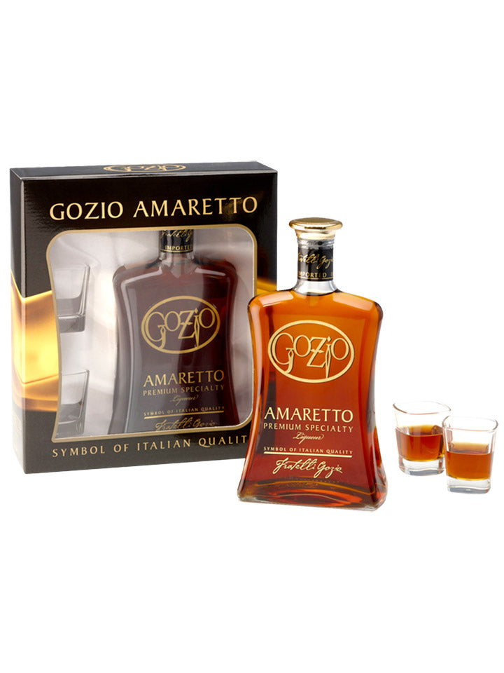 Gozio Amaretto Liqueur + 2 Glasses Gift Pack 700mL