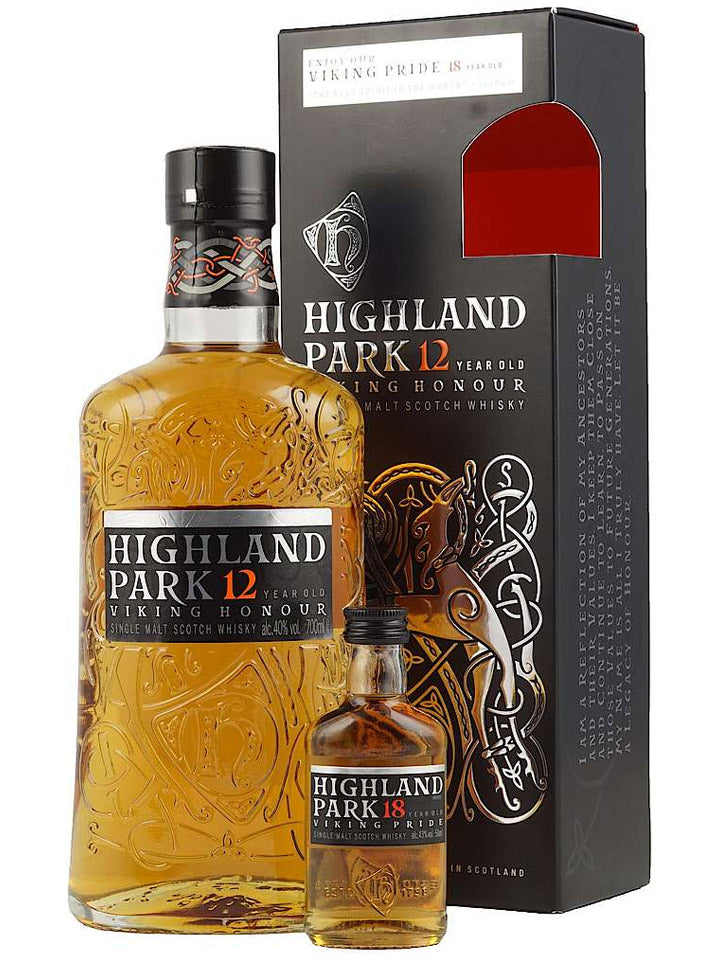 Highland Park 12 Year Old Single Malt Scotch Whisky 700mL + Bonus 18 Year Old 50mL