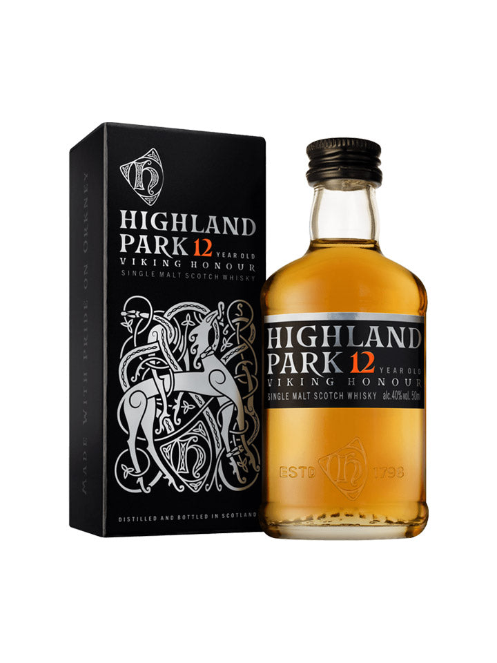 Highland Park 12 Year Old Single Malt Scotch Whisky Glass Miniature With Gift Box 50mL