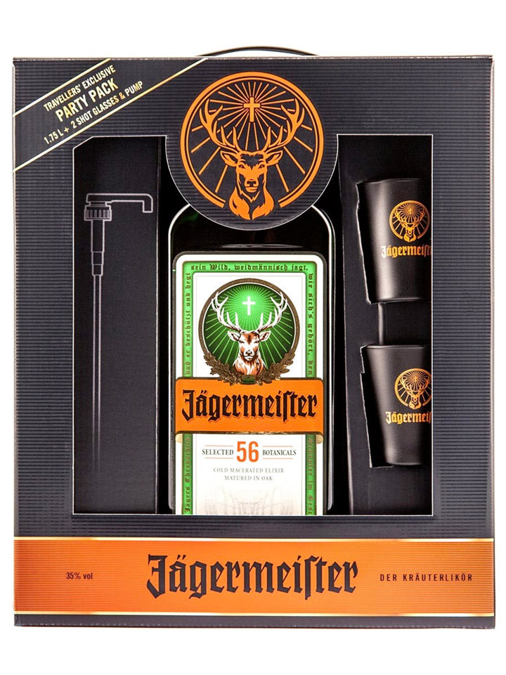 Jagermeister Herb Liqueur Party Pack With Hand Pump + 2 Glasses 1.75L