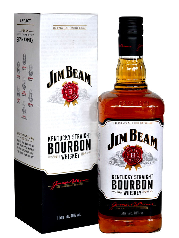 Jim Beam White Label With Gift Box Kentucky Bourbon Whiskey 1L