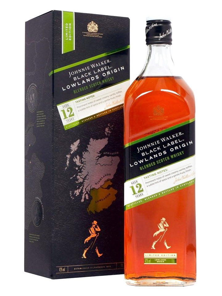 Johnnie Walker Black Label Lowlands Origin 12 Year Old Blended Scotch Whisky 1L