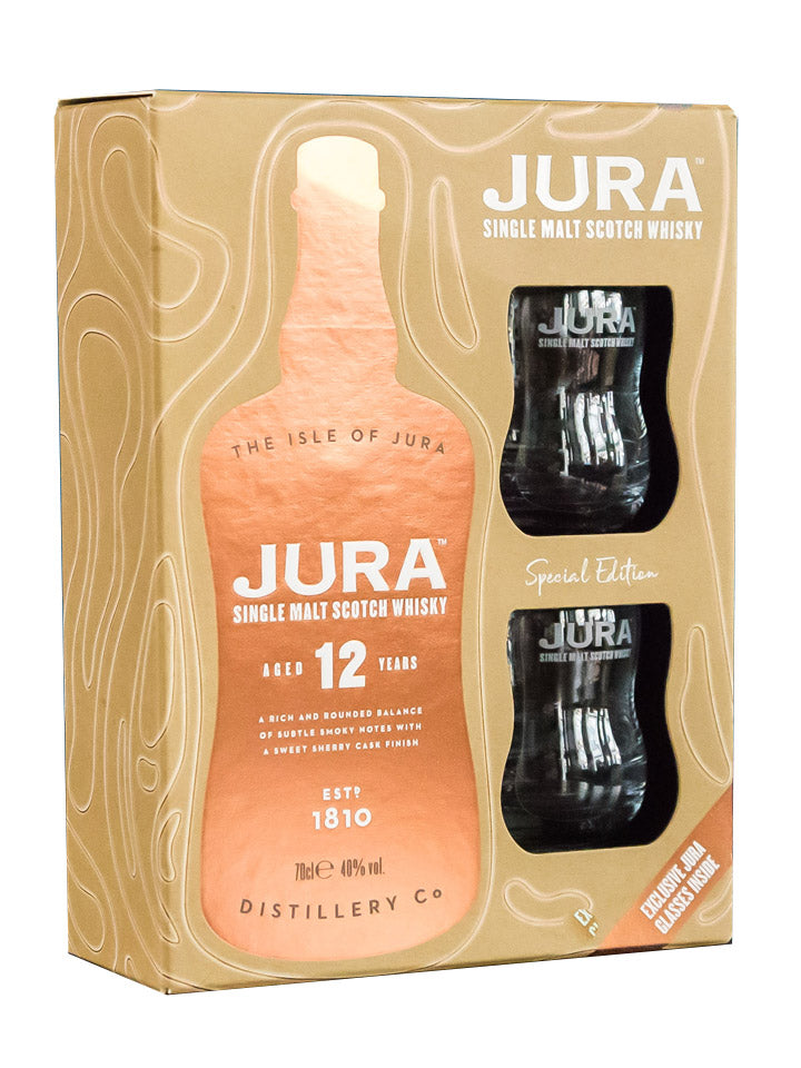 Jura 12 Year Old + 2 Glasses Special Edition Gift Pack Single Malt Scotch Whisky 700mL