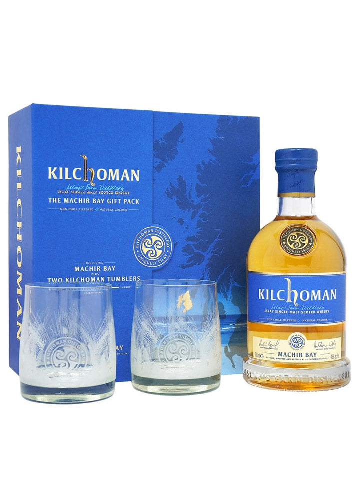 Kilchoman Machir Bay + 2 Tumblers Gift Pack Islay Single Malt Scotch Whisky 700mL