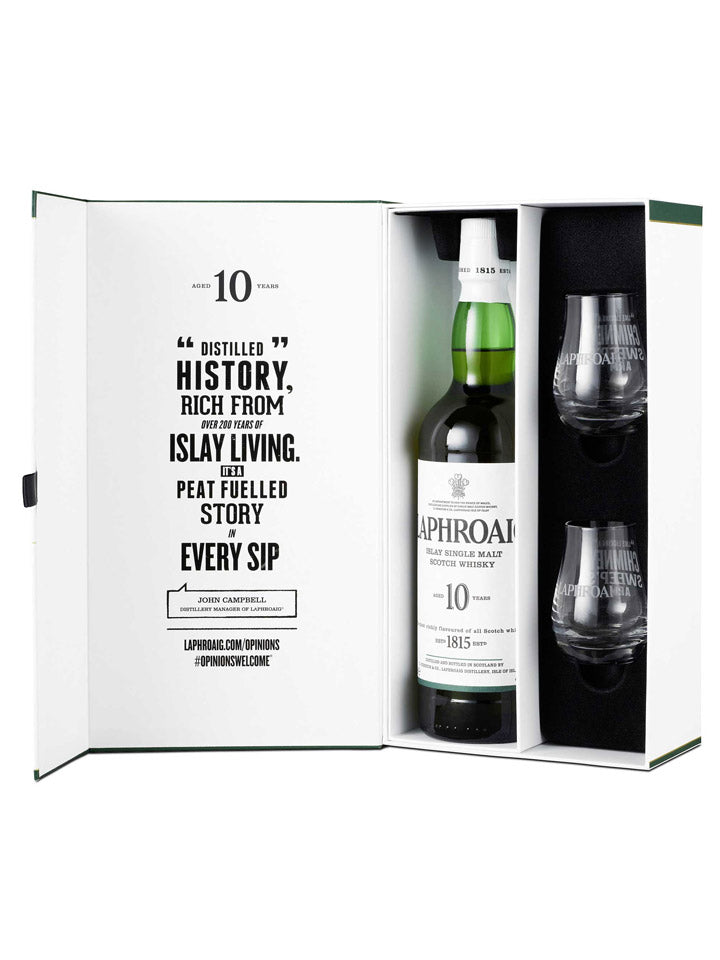 LAPHROAIG 10年 2本セット Laphroaig 10 Year Old + 2 Glasses Gift Pack Single Malt Scotch