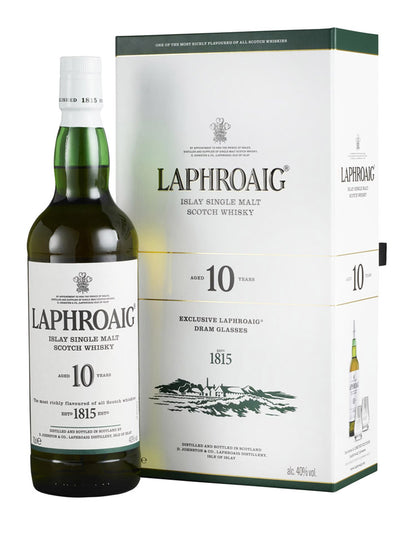Laphroaig 10 Year Old + 2 Glasses Gift Pack Single Malt Scotch 700ml