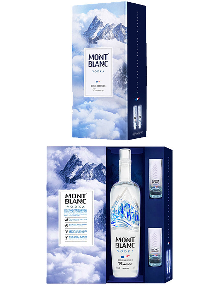 Mont Blanc Premium French Vodka + 2 Glasses Gift Set 700mL