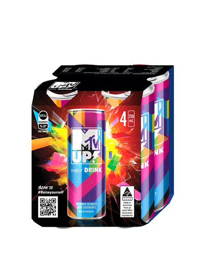 MTV UP Classic Energy Drink 6 x 4 Pack Cans 250mL