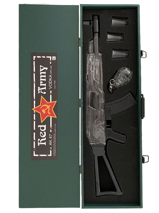カラシニコフ ウォッカ RED ARMY VODKA AK-47 Red Army AK-47 Russian Vodka with Grenade & 3 Shot Glasses