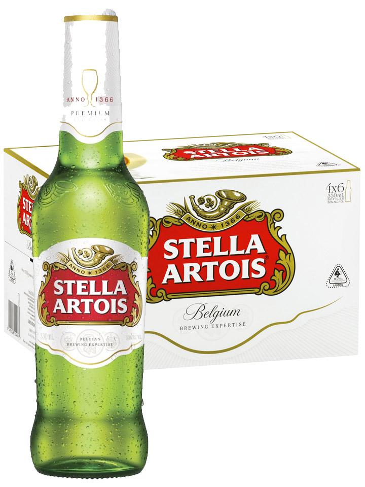 Stella Artois Beer Imported From Belgium Case 4 x 6 Pack 330mL Bottles