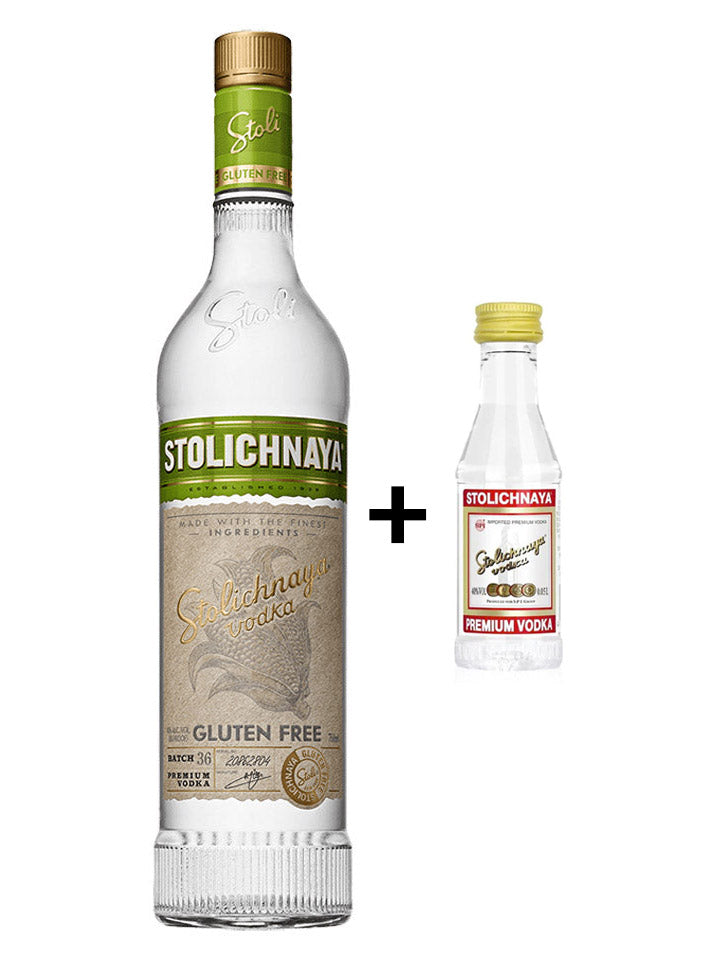 Stolichnaya Gluten Free Edition Premium Latvia Vodka 1L + Bonus Stolichnaya 50mL