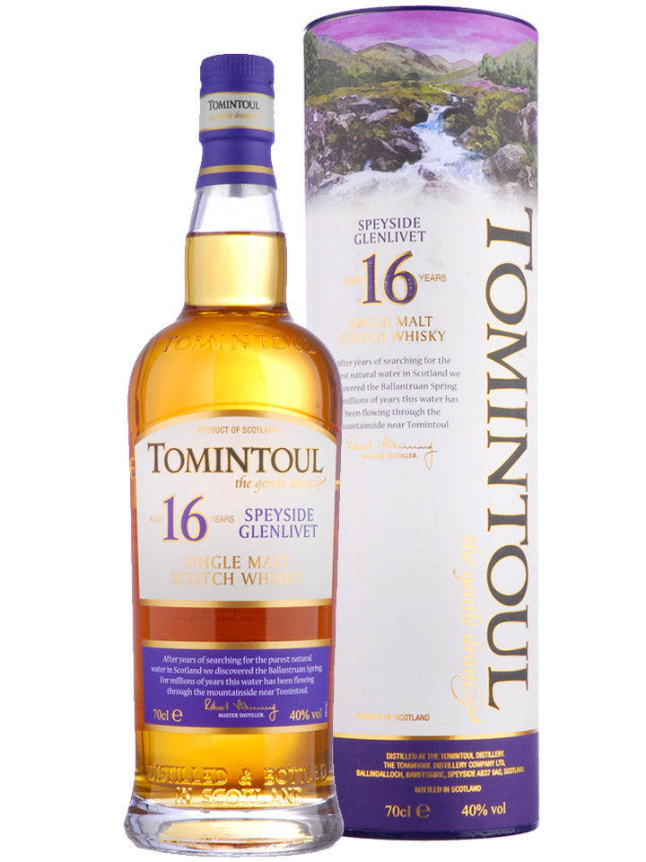 Tomintoul 16 Year Old Speyside Glenlivet Single Malt Scotch Whisky 700mL